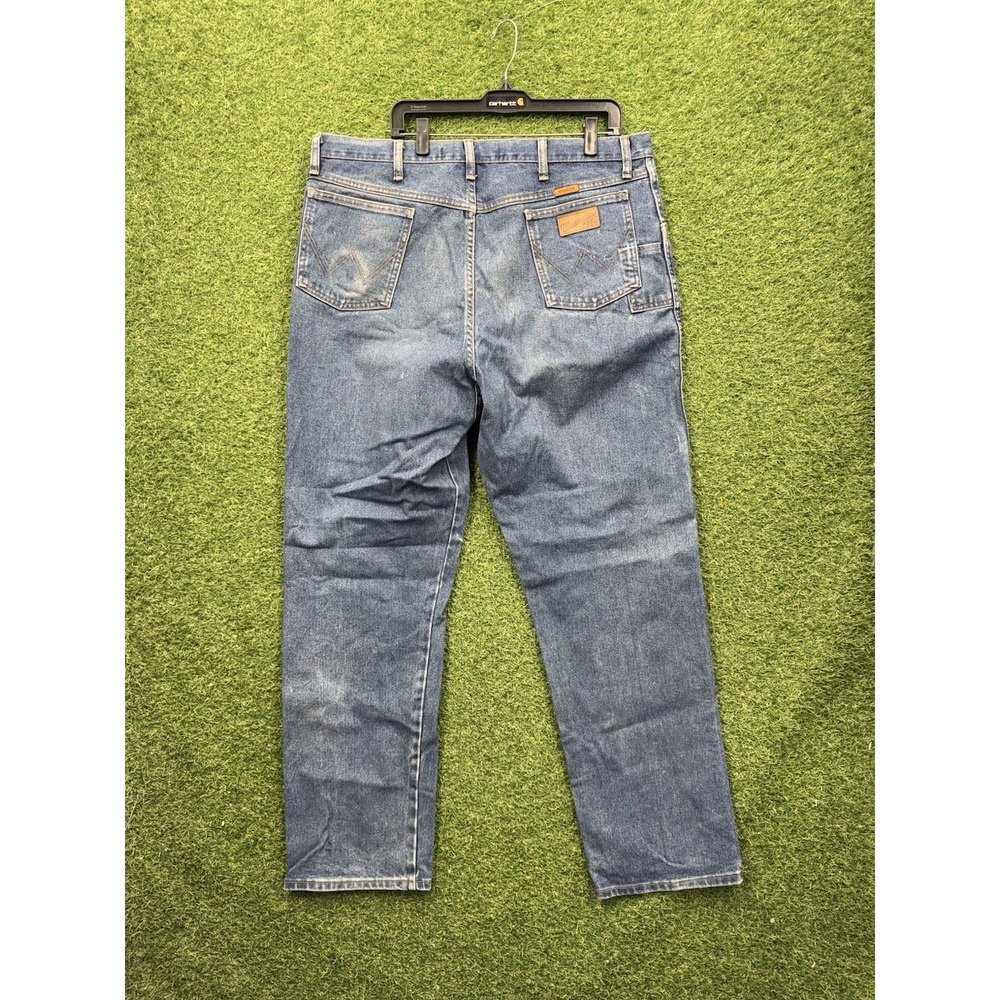 Wrangler FR Jeans Mens 40x34 Riggs Blue Medium Wash Denim Work Wear Streetwear